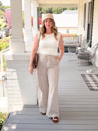 Rose & Lee Co Josie Pants, Mocha Stripe by Marine Layer Pants