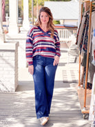 sweater with stripes and v neckline