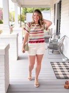Rose & Lee Co Bandie Top, Multi short sleeve