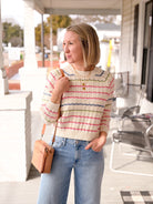 Rainbow Stripe Pointelle Sweater