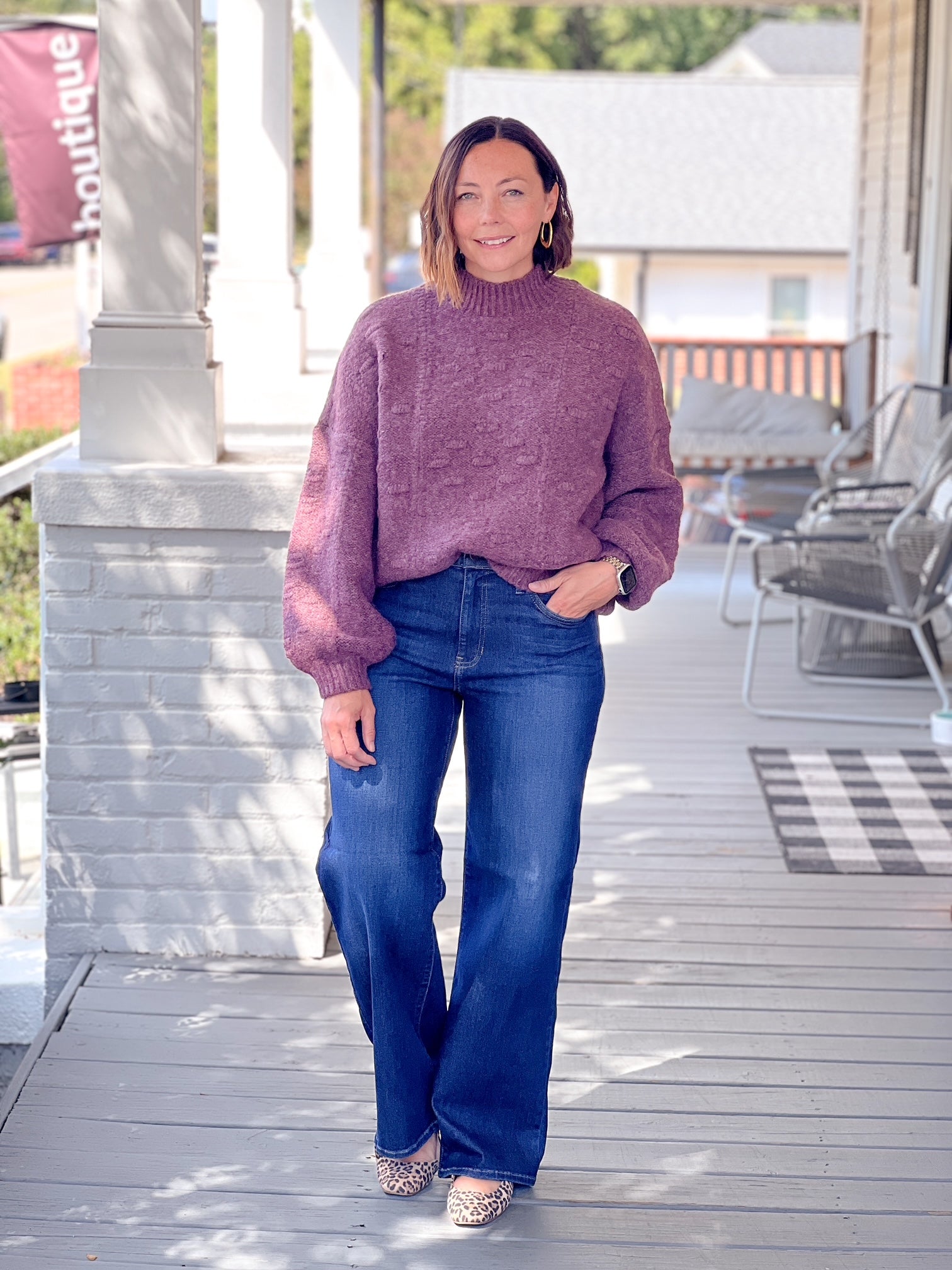 plum colored sweater