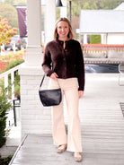 brown button up cardigan