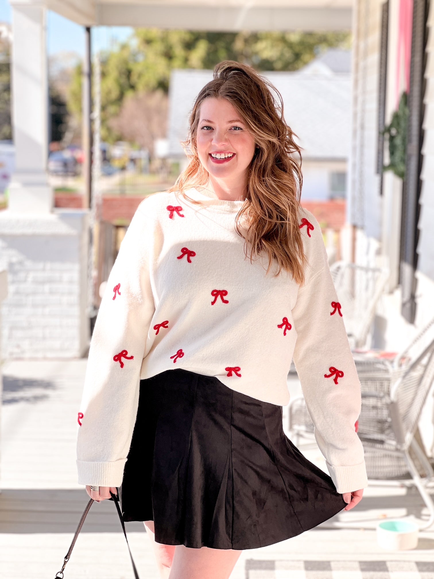 black mini length skirt