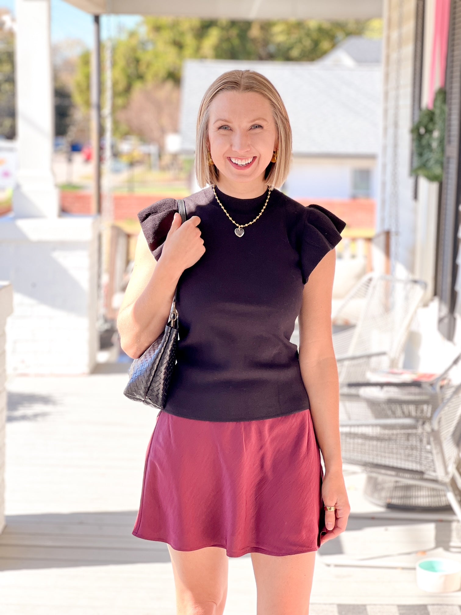 Burgundy Satin Mini Skirt