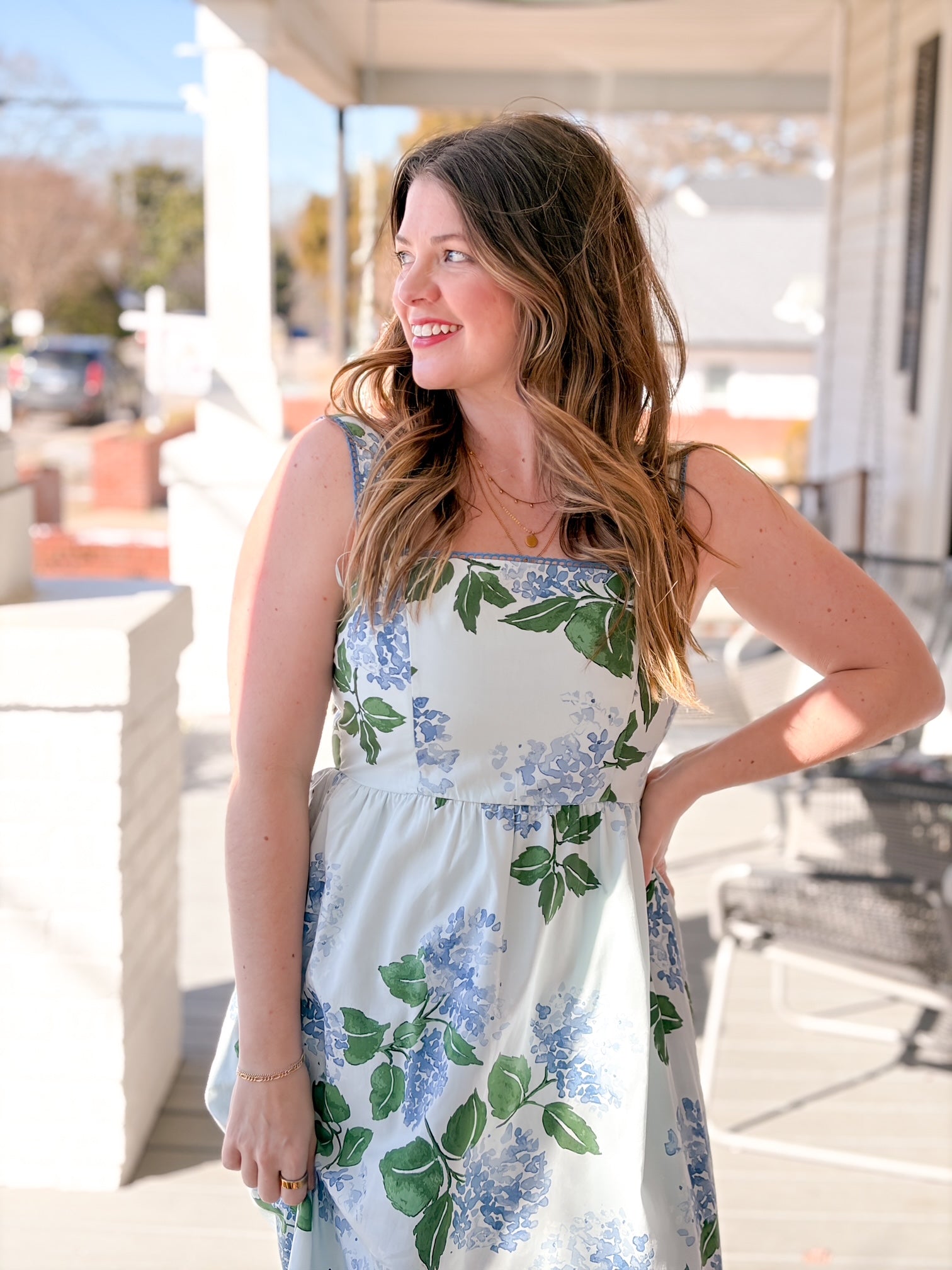 Blue Floral Sleeveless Maxi Dress