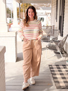 Rainbow Stripe Pointelle Sweater