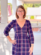 Maeve Midi Dress by Marine Layer Twilight Plaid Ethical Women's Boutique NC