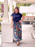 Printed Multi-Colored Wide Leg Pants