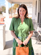 Green Midi Length Floral Print Dress