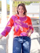 Floral Print Long Sleeve Sweater