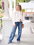 long sleeve, white, puff sleeve blouse