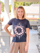 short sleeve top with mystical tiger pattern