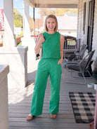 Pants with Green Cherries print