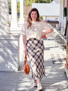 Plaid Flannel Lightweight Midi Length Skirt