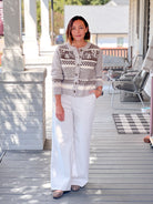 Printed Button Front Long Sleeve Cardigan