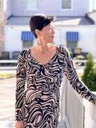 Black and White Abstract Work Dress