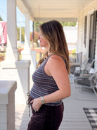 Rose & Lee Co Edlin Tank, Navy/Multi Stripe Tanks