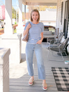 Rose & Lee Co Cella Top, Nebulas Blue short sleeve