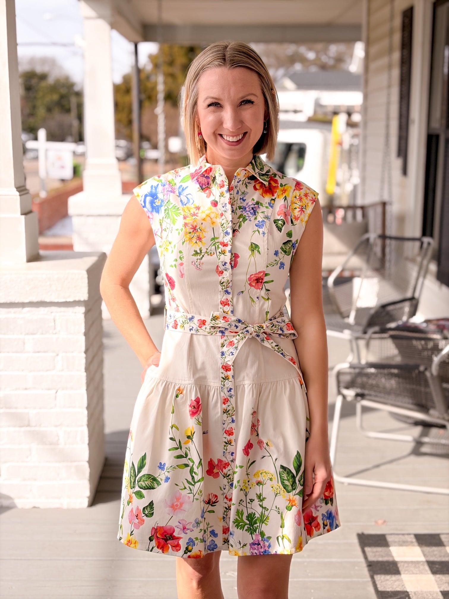 White/Multi Colored Floral Mini Dress