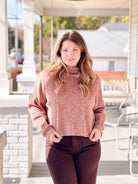Multi Colored Mock Neck Long Sleeve Top