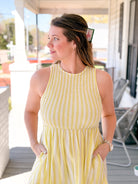 Rose & Lee Co Darcy Dress, Lime Stripe by Marine Layer Casual Dresses