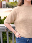 Rose & Lee Co Marilyn Top, Tan short sleeve