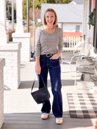 Stone/Black Striped Long Sleeve Top