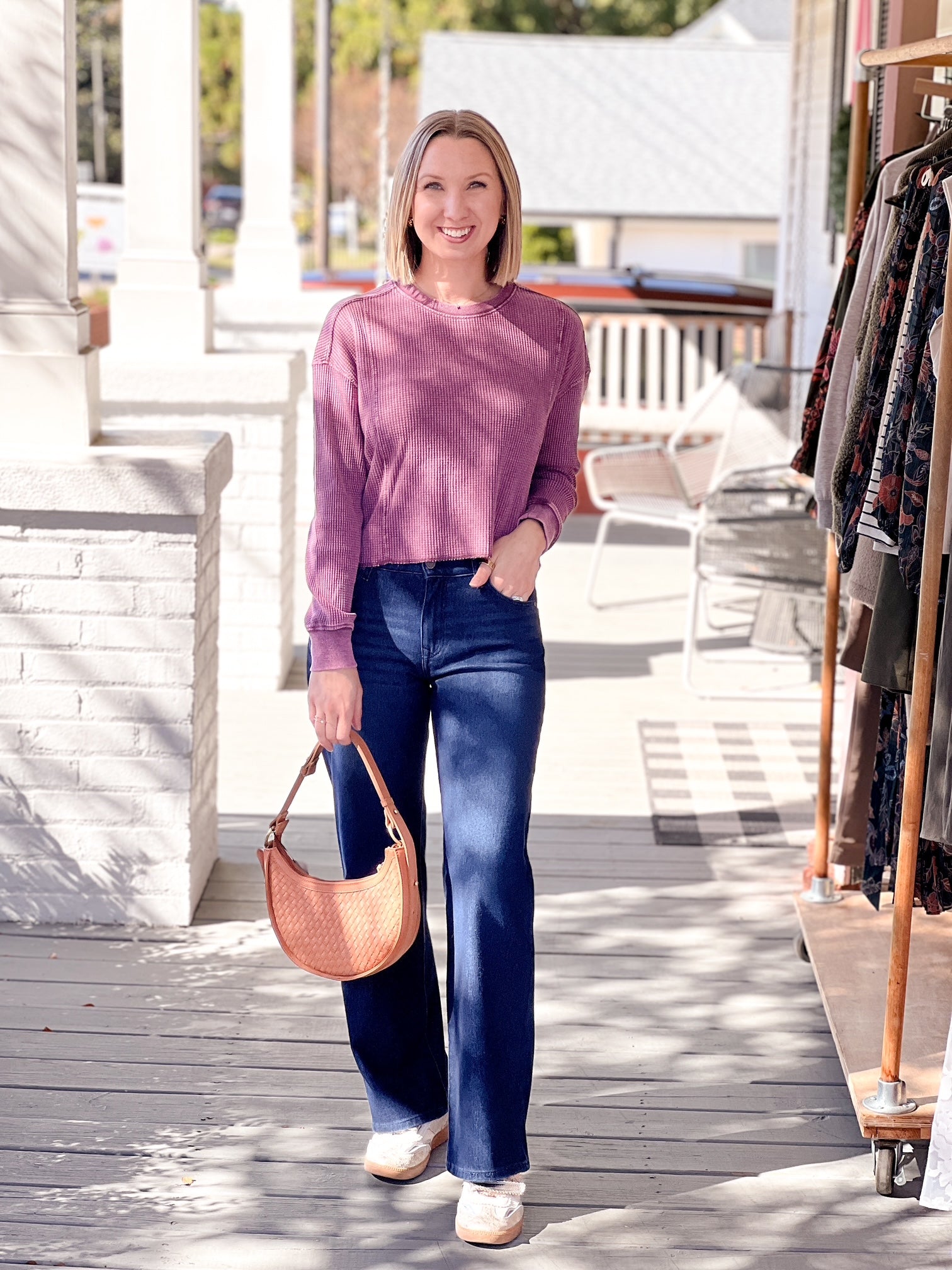 Thermal Knit Burgundy Long Sleeve Top