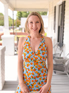Rose & Lee Co Citrus Soiree Dress, Blue/Orange Event Dress