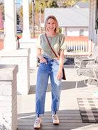 Sage Green Puff Sleeve Button Down Top