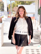 White Lace Embroidered Short Sleeve Top