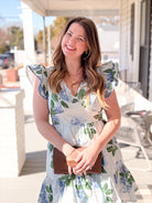 Blue Floral Tiered Ruffled Mini Dress