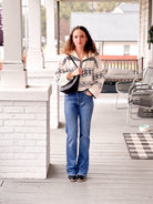 ivory half zip with aztec detailing