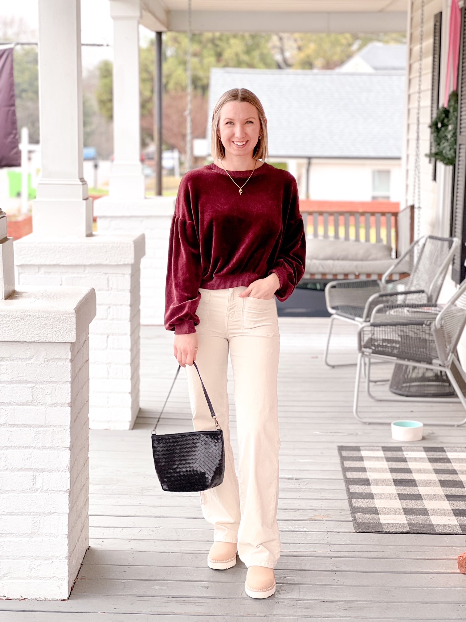 Jewel Velour Sweatshirt | Burgundy | ROSE & LEE CO. – Rose & Lee Co