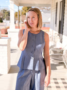 Denim Blue Pinstripe Vest