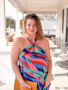 abstract print dress, midi length