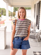 Rose & Lee Co Siroka Top, Bleu Marine Tanks