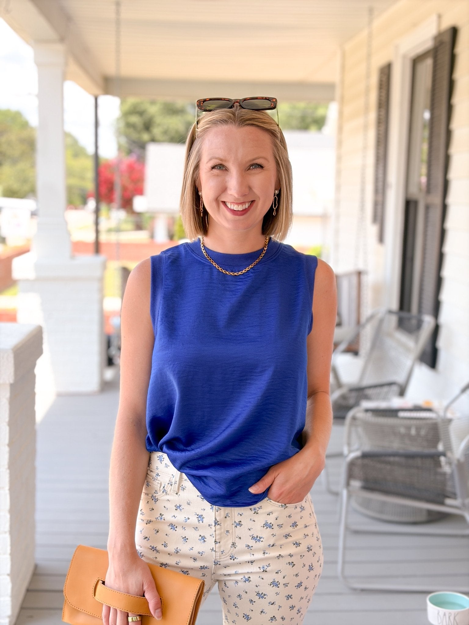Rose & Lee Co Mavis Top, Royal Blue Work Tops