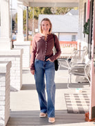 brown cardigan  with button up front