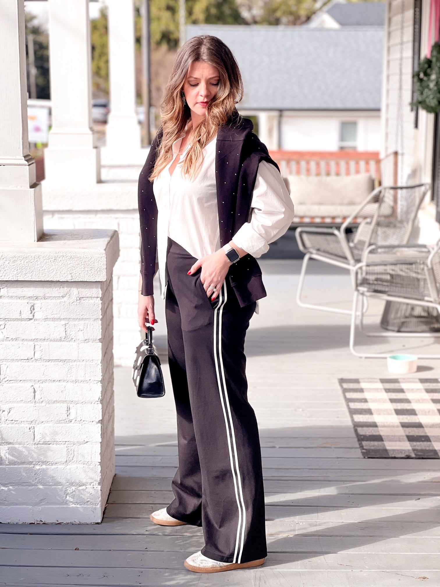 Black Wide Leg Track Pants