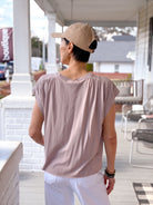 short sleeve casual top in lilac