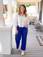 Rose & Lee Co Helena Striped Top, Sea Salt by Z Supply short sleeve