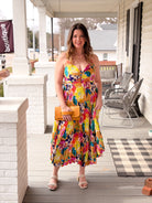 spaghetti strap colorful floral dress 