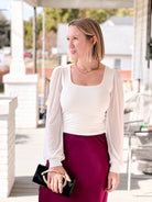 Mesh Long Sleeve Ivory Top