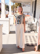 mid rise, wide leg, linen pants in white