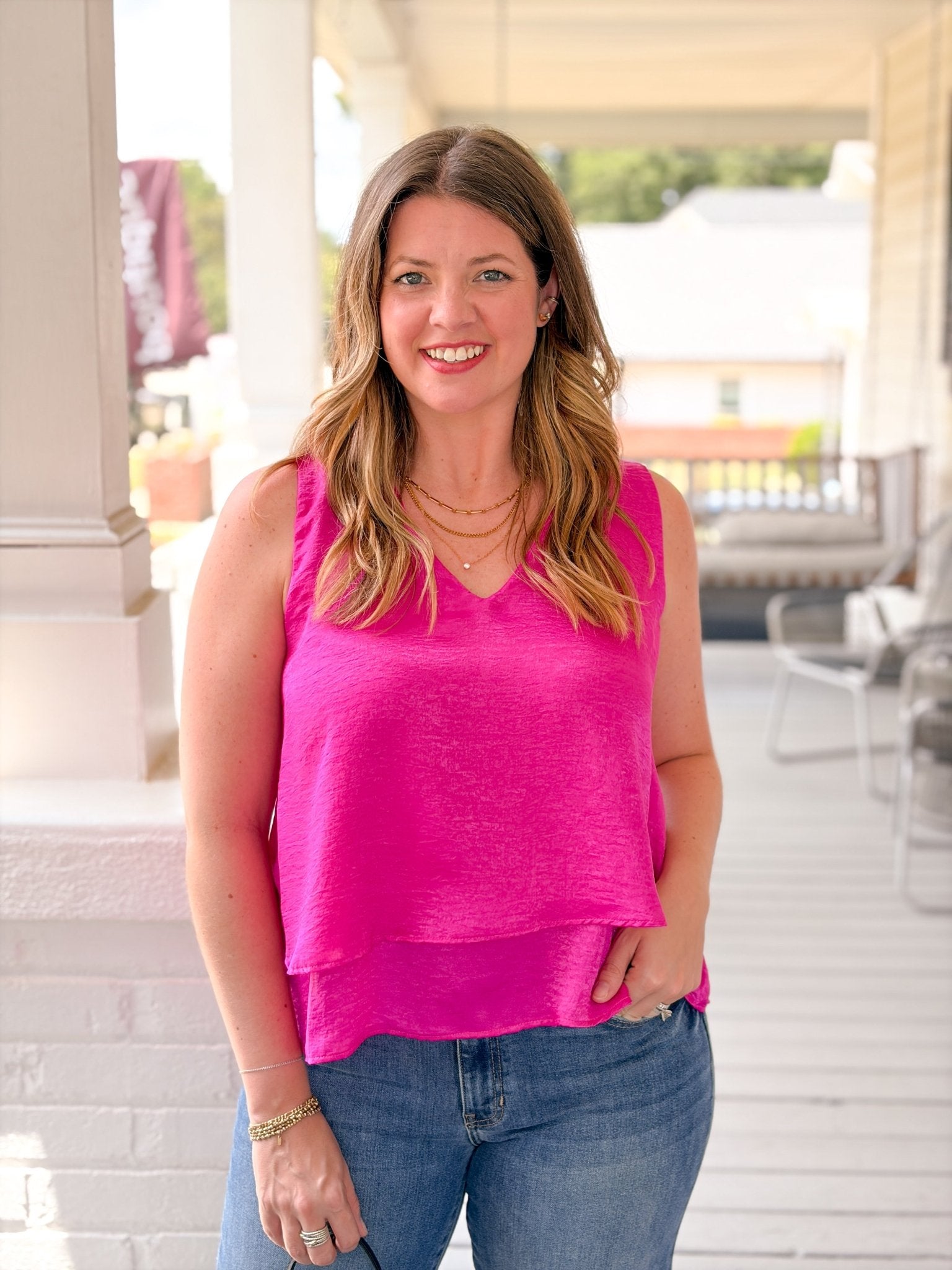 Rose & Lee Co Jenna Top, Fuchsia Work Tops