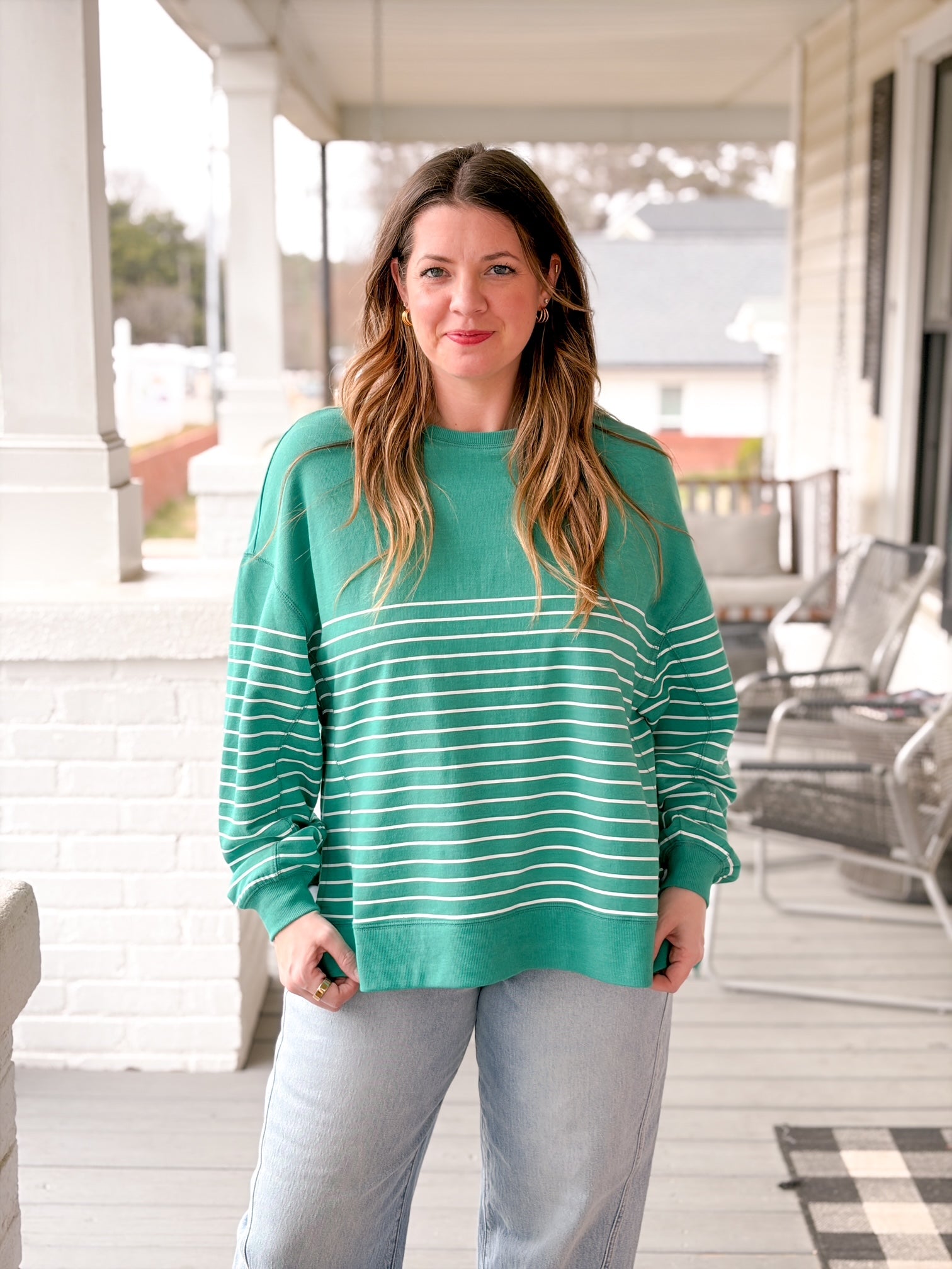 Green Striped Modern Weekender