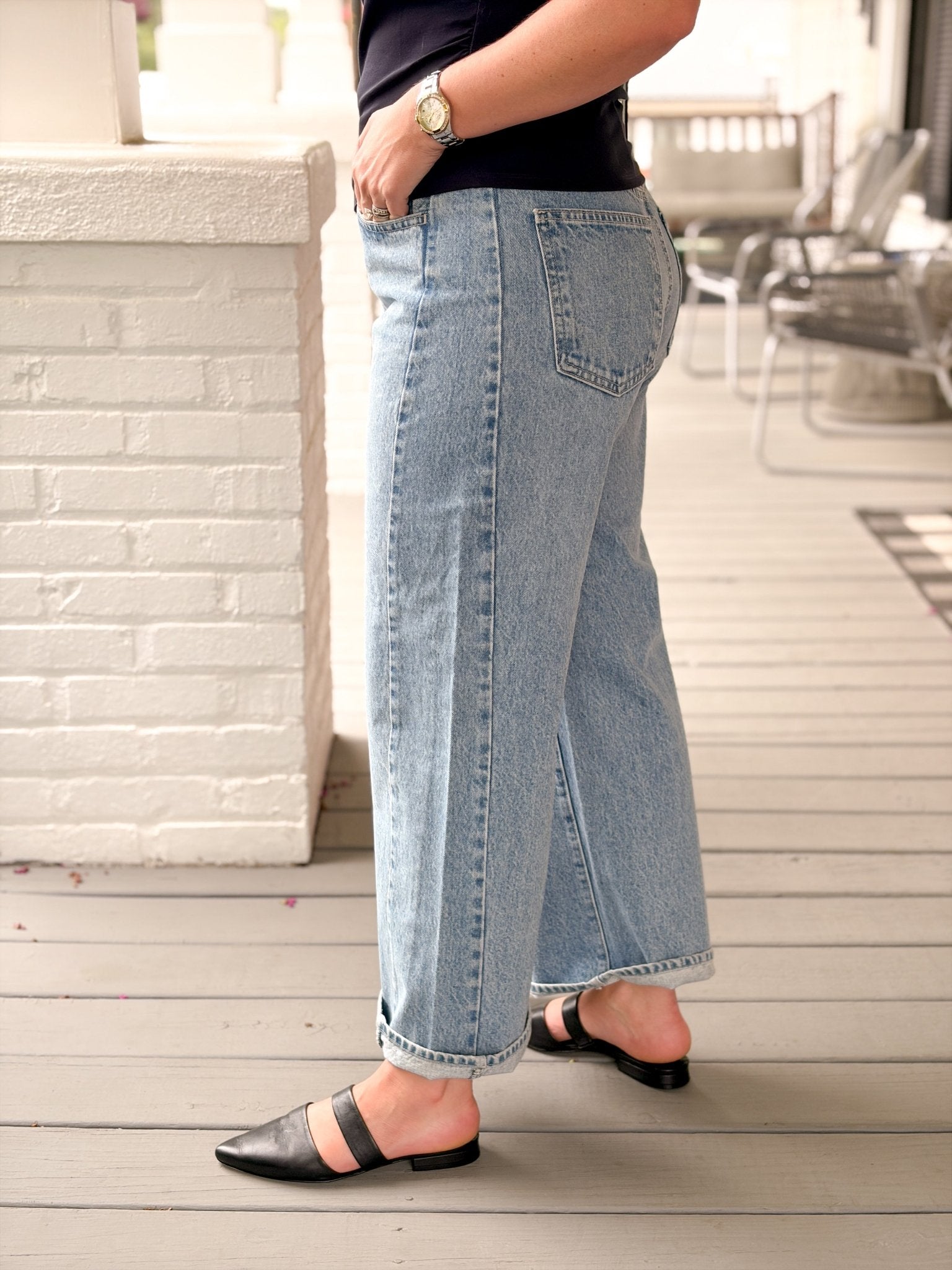 Rose & Lee Co Barrel Twist Jeans, Medium Denim Denim