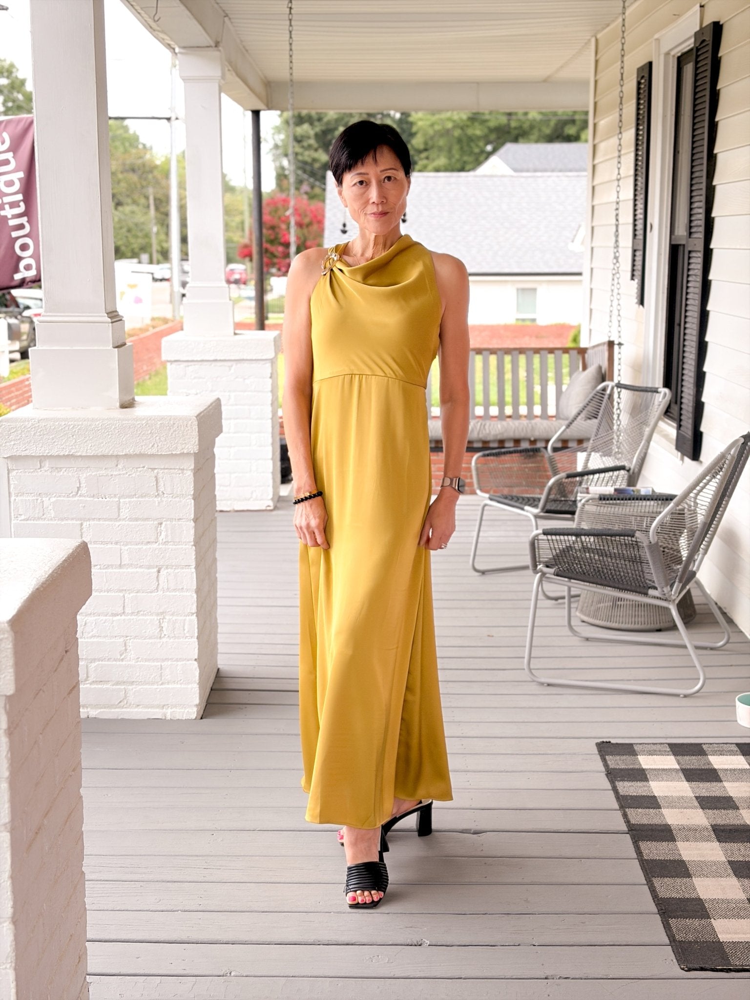 Rose & Lee Co Veda Dress, Chartreuse Event Dress