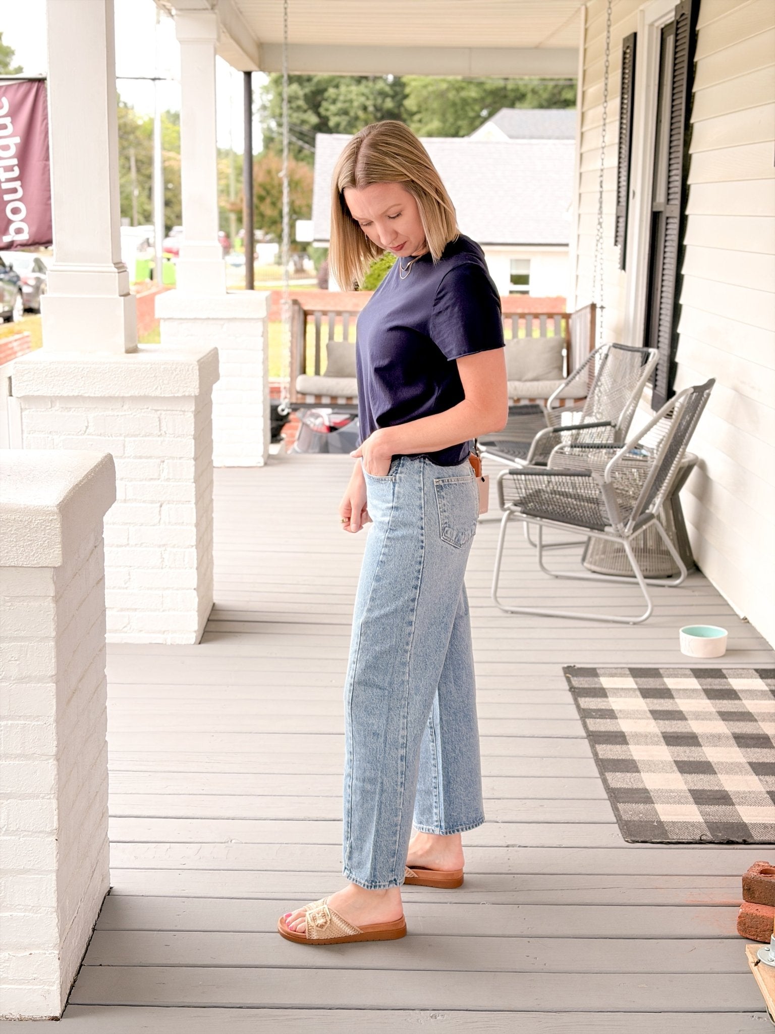 Rose & Lee Co Barrel Twist Jeans, Medium Denim Denim